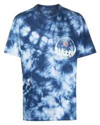 dunkelblaues und weißes Mit Batikmuster T-Shirt mit einem Rundhalsausschnitt von Carhartt WIP
