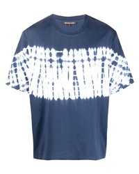 dunkelblaues und weißes Mit Batikmuster T-Shirt mit einem Rundhalsausschnitt von Michael Kors
