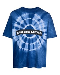 dunkelblaues und weißes Mit Batikmuster T-Shirt mit einem Rundhalsausschnitt von Pleasures