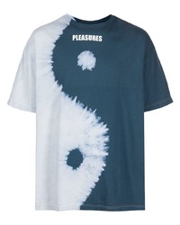 dunkelblaues und weißes Mit Batikmuster T-Shirt mit einem Rundhalsausschnitt von Pleasures