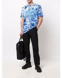dunkelblaues und weißes Mit Batikmuster T-Shirt mit einem Rundhalsausschnitt von C.P. Company