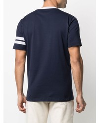 dunkelblaues und weißes T-Shirt mit einem Rundhalsausschnitt von Brunello Cucinelli