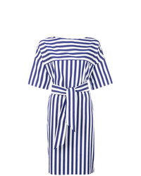 dunkelblaues und weißes vertikal gestreiftes gerade geschnittenes Kleid von Aspesi