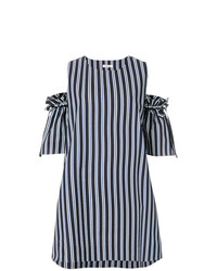 dunkelblaues und weißes vertikal gestreiftes gerade geschnittenes Kleid von P.A.R.O.S.H.