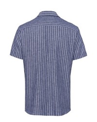 dunkelblaues und weißes vertikal gestreiftes Kurzarmhemd von Brax