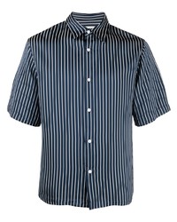dunkelblaues und weißes vertikal gestreiftes Kurzarmhemd von Sandro