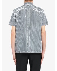 dunkelblaues und weißes vertikal gestreiftes Kurzarmhemd von Prada