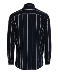 dunkelblaues und weißes vertikal gestreiftes Langarmhemd von CASUAL FRIDAY