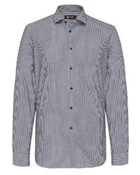 dunkelblaues und weißes vertikal gestreiftes Langarmhemd von CG - Club of Gents