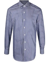 dunkelblaues und weißes vertikal gestreiftes Langarmhemd von Finamore 1925 Napoli