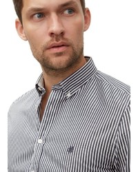 dunkelblaues und weißes vertikal gestreiftes Langarmhemd von Marc O'Polo
