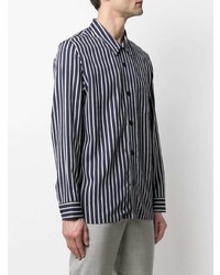 dunkelblaues und weißes vertikal gestreiftes Langarmhemd von Zadig & Voltaire
