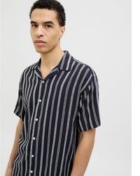 dunkelblaues vertikal gestreiftes Kurzarmhemd von Jack & Jones