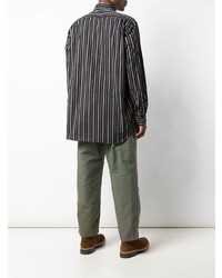 dunkelblaues vertikal gestreiftes Langarmhemd von Engineered Garments