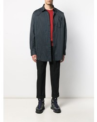 dunkelblaues vertikal gestreiftes Langarmhemd von Acne Studios