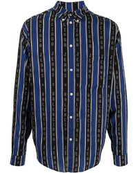dunkelblaues vertikal gestreiftes Langarmhemd von Balenciaga