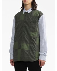 dunkelblaues vertikal gestreiftes Langarmhemd von Comme des Garcons Homme