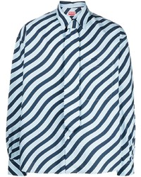 dunkelblaues vertikal gestreiftes Langarmhemd von Kenzo