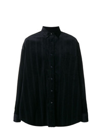 dunkelblaues vertikal gestreiftes Langarmhemd von Martine Rose