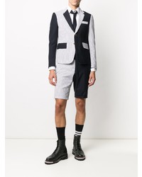 dunkelblaues vertikal gestreiftes Sakko aus Seersucker von Thom Browne