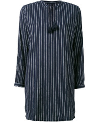 dunkelblaues vertikal gestreiftes Shirtkleid von Woolrich