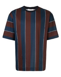 dunkelblaues vertikal gestreiftes T-Shirt mit einem Rundhalsausschnitt von Cerruti 1881