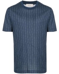 dunkelblaues vertikal gestreiftes T-Shirt mit einem Rundhalsausschnitt von Cerruti 1881
