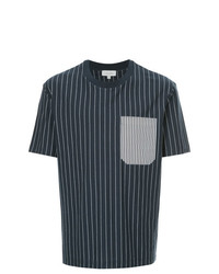 dunkelblaues vertikal gestreiftes T-Shirt mit einem Rundhalsausschnitt von CK Calvin Klein