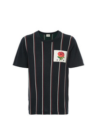 dunkelblaues vertikal gestreiftes T-Shirt mit einem Rundhalsausschnitt von Kent & Curwen