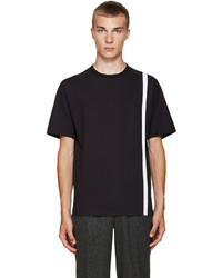 dunkelblaues vertikal gestreiftes T-Shirt mit einem Rundhalsausschnitt von Kolor