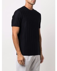 dunkelblaues vertikal gestreiftes T-Shirt mit einem Rundhalsausschnitt von Emporio Armani