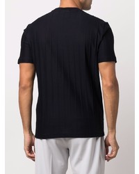 dunkelblaues vertikal gestreiftes T-Shirt mit einem Rundhalsausschnitt von Emporio Armani