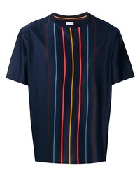 dunkelblaues vertikal gestreiftes T-Shirt mit einem Rundhalsausschnitt von Paul Smith