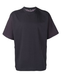 dunkelblaues vertikal gestreiftes T-Shirt mit einem Rundhalsausschnitt von Qasimi