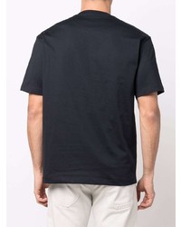 dunkelblaues vertikal gestreiftes T-Shirt mit einem Rundhalsausschnitt von Bally