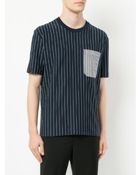 dunkelblaues vertikal gestreiftes T-Shirt mit einem Rundhalsausschnitt von CK Calvin Klein