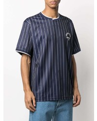 dunkelblaues vertikal gestreiftes T-Shirt mit einem Rundhalsausschnitt von Carhartt WIP