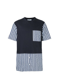 dunkelblaues vertikal gestreiftes T-Shirt mit einem Rundhalsausschnitt von Sunnei