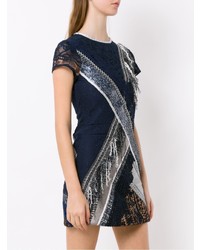 dunkelblaues verziertes gerade geschnittenes Kleid von Martha Medeiros