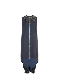 dunkelblaues verziertes gerade geschnittenes Kleid von Thomas Wylde