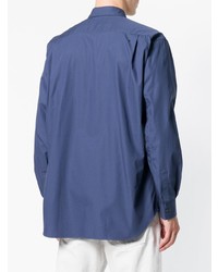 dunkelblaues verziertes Langarmhemd von Comme Des Garcons SHIRT