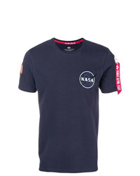 dunkelblaues verziertes T-Shirt mit einem Rundhalsausschnitt von Alpha Industries