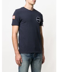 dunkelblaues verziertes T-Shirt mit einem Rundhalsausschnitt von Alpha Industries