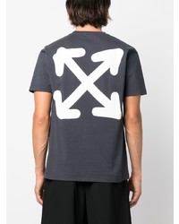 dunkelblaues verziertes T-Shirt mit einem Rundhalsausschnitt von Off-White
