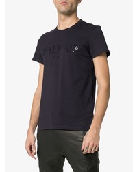 dunkelblaues verziertes T-Shirt mit einem Rundhalsausschnitt von Balmain
