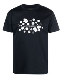 dunkelblaues verziertes T-Shirt mit einem Rundhalsausschnitt von Viktor & Rolf