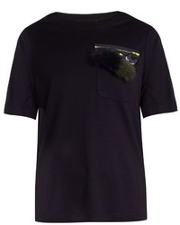 dunkelblaues verziertes T-shirt