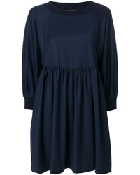 dunkelblaues Wollkleid von Semi-Couture