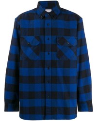 dunkelblaues Wolllangarmhemd mit Karomuster von Woolrich