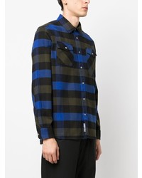dunkelblaues Wolllangarmhemd mit Schottenmuster von Woolrich